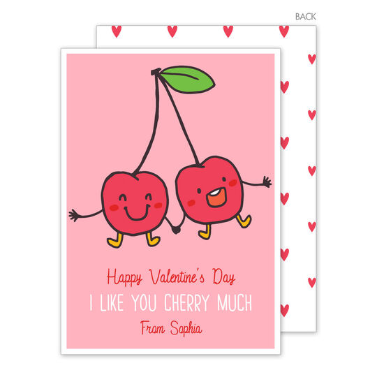 Pink Cherries Valentine Exchange Cards